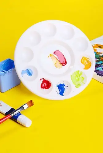 塑料4色调色盘美术绘画颜料调色用品圆形10孔调色盘调色板批发