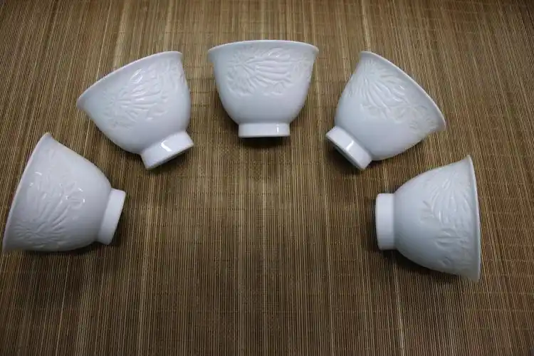 出石烧 白瓷牡丹纹煎茶具(共箱)