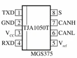通信电路的核心是tja1050,tja1050是一款高速can信号收发器,可将