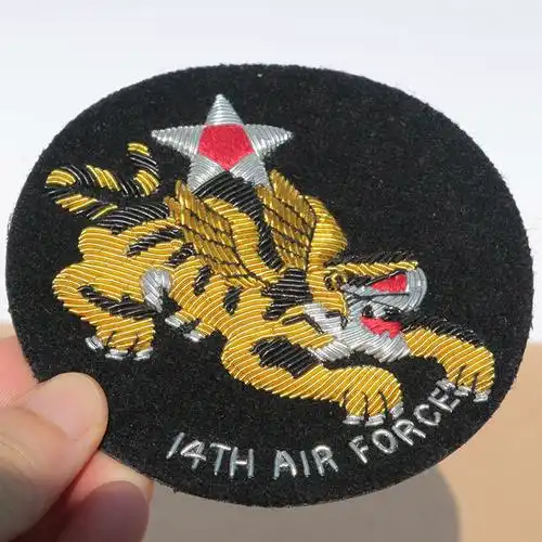 秋千进口印度丝手工刺绣徽章胸章飞虎队飞行服高档魔术贴布贴臂章