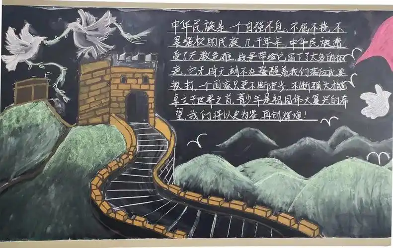 黑板报:用画笔向祖国表个白