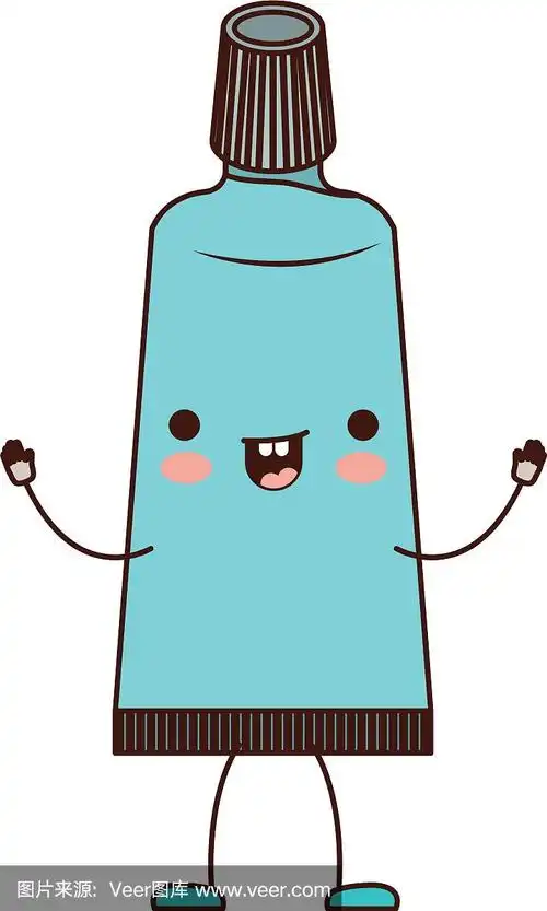 彩色剪影的卡通牙膏