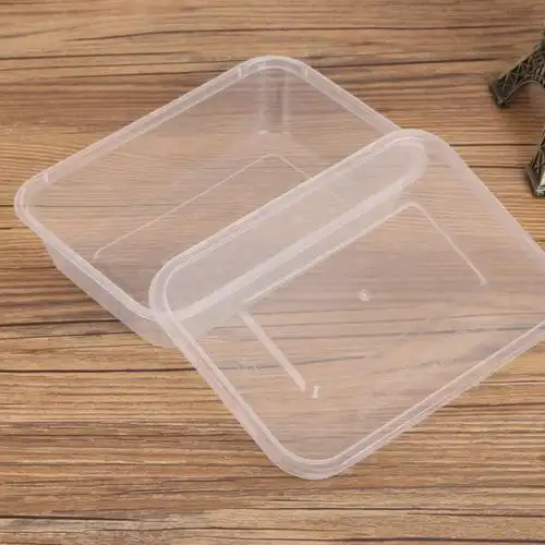500长方盒子一次性餐盒打包盒透明外卖饭盒快餐盒