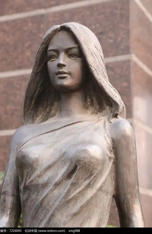 铜雕长发女孩雕像