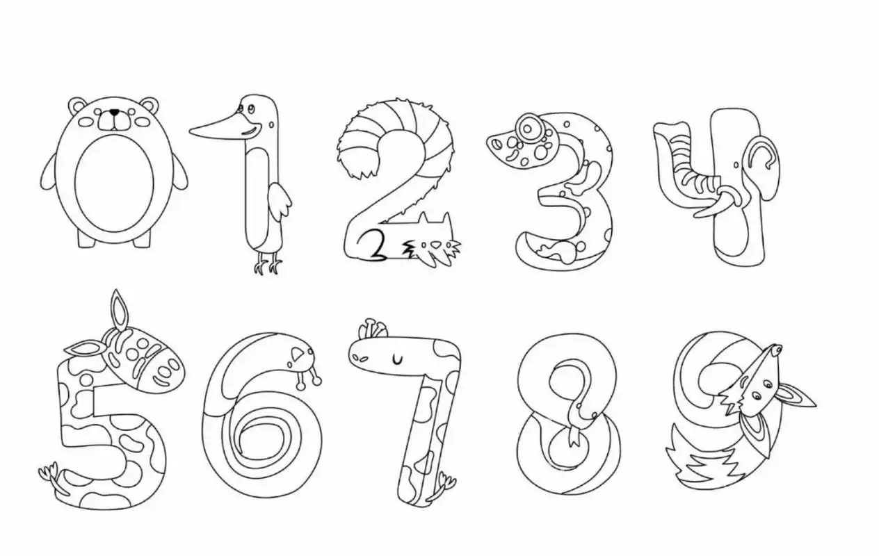 认识数字1-10卡通字体合集#有完整版 有完整电子版彩色 黑白打印非常