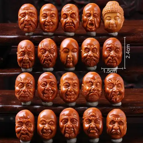 常态橄榄核雕 单面十八罗汉手串长串项链橄榄胡手工男女文玩1086