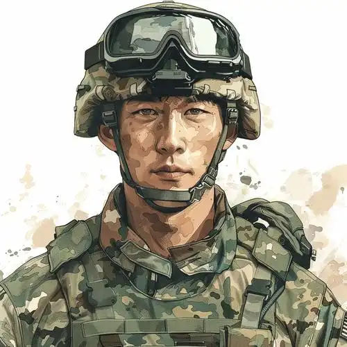 军人头像 | 男士兵专属迷彩服装手绘头像,中国军人太酷了