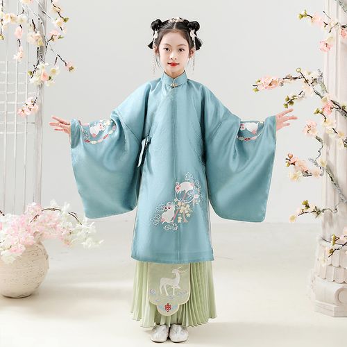 汉服儿童衣锦女童明制长袄袄裙大袖女生马面裙汉服
