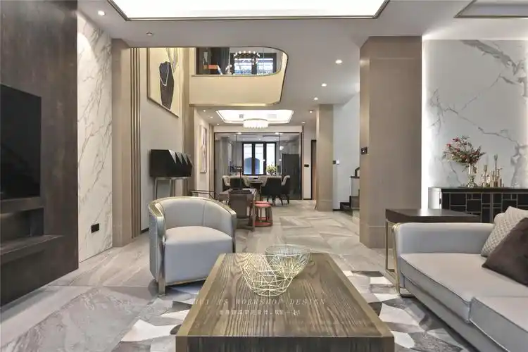 后现代轻奢别墅客厅装修效果图