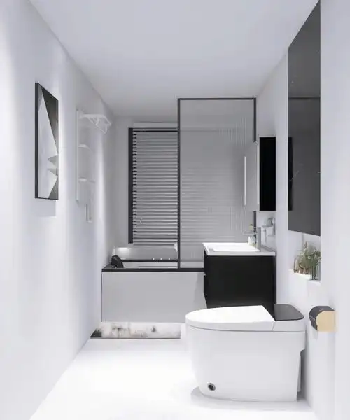 6㎡黑白小浴室高级感满满的卫生间