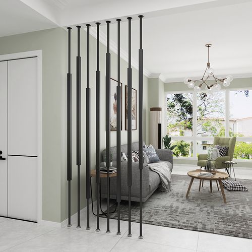 现代简约屏风玄关入户免打孔简易客厅网红装饰镂空立柱遮挡隔断