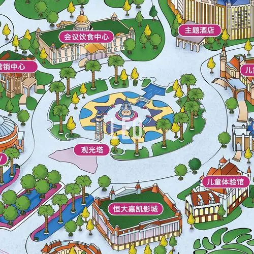 恒大丁字湾游乐场手绘地图