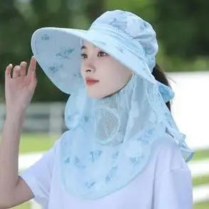 时尚百搭防晒遮阳帽遮脸护颈防紫外线太阳帽夏天遮全脸采茶帽夏季