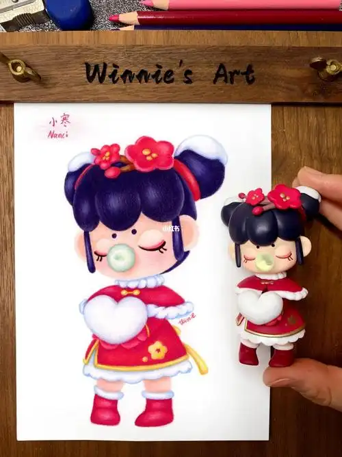 手绘彩铅盲盒nanci二十四节气小寒附线稿