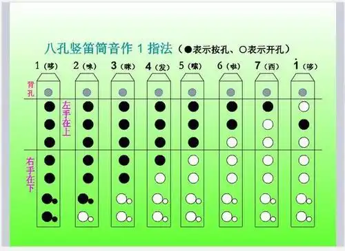 8孔c调竖笛高音1怎么吹