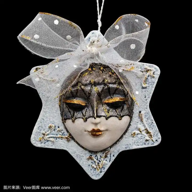 美丽的面具手工制作的节日装饰,孤立