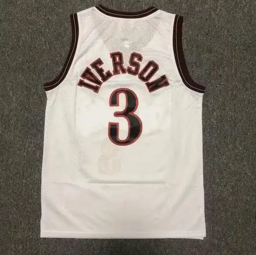 76人队3号艾弗森球衣复古刺绣篮球服男女运动休闲训练背心 艾弗森3号
