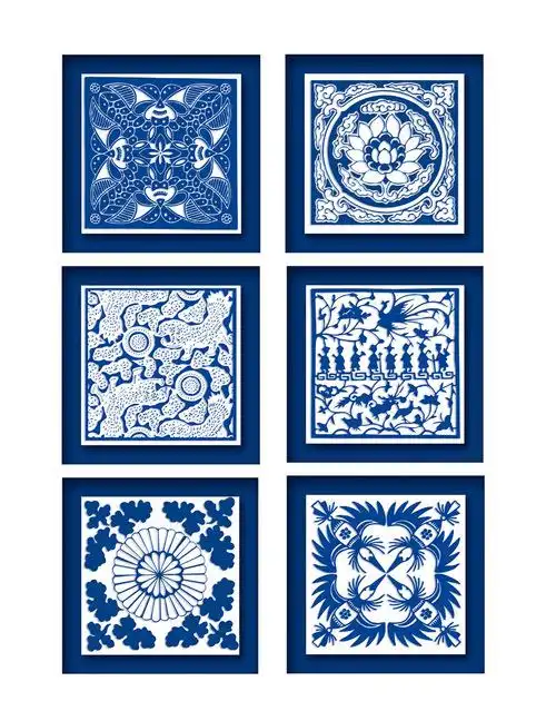 蓝色扎染—中式传统纹样装饰图案