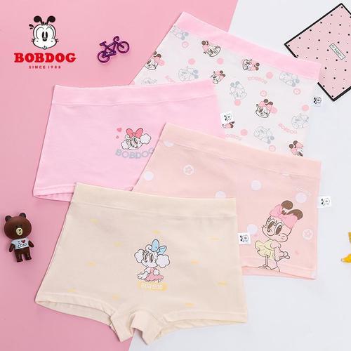 巴布豆儿童内裤女童平角纯棉三四角8女宝宝中大童9小男孩短裤12岁