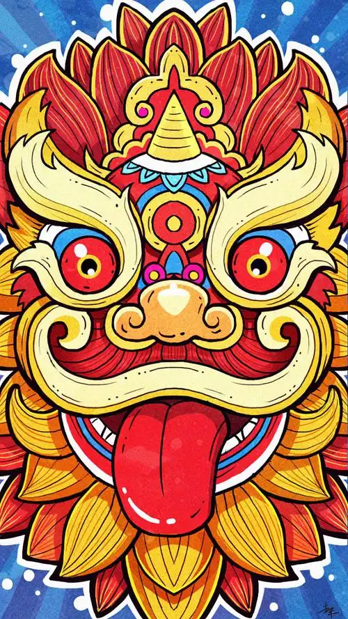 tilliesagill从走尺转采于2020-08-08 09:25:32国潮插画狮子中国风