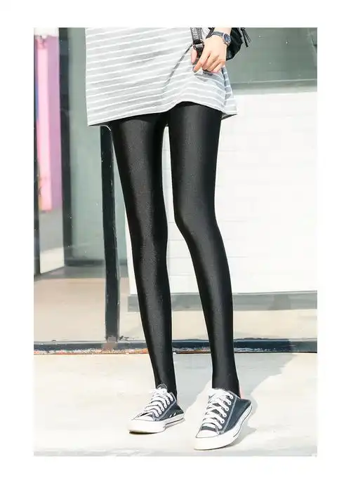 centuryboy世纪男孩光泽打底裤女外穿春秋季薄款夏天健美踩脚弹力紧身