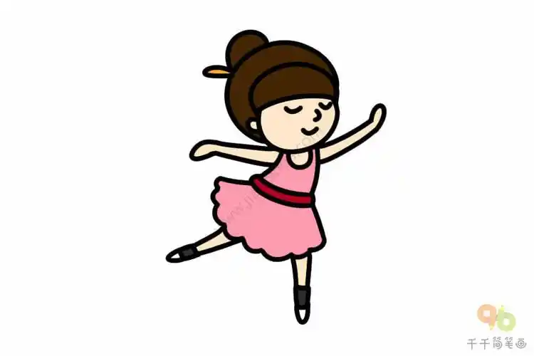 宝宝英文认知跳舞的女孩简笔画