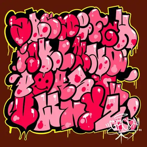 涂鸦字母表泡泡字