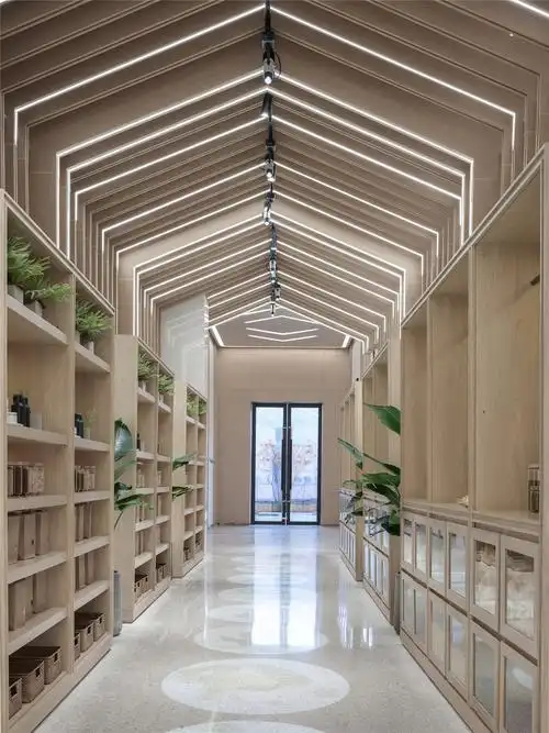 干货展示长廊:为展示社区人性化与极具仿真场景,长廊设计为超市感