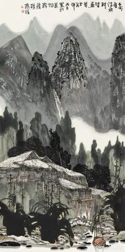 《处处有诗意村村皆画卷》  黄格胜 138×69cm 2015年