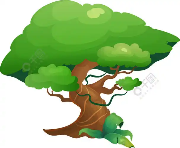 丛林植被卡通矢量图热带雨林树与异国情调的灌木郁郁葱
