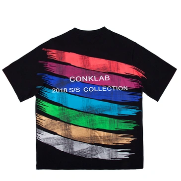 conklab情侣装潮牌彩虹刷漆短袖t恤男ins超火的上衣国潮嘻哈半袖