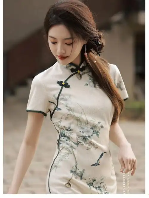 旗袍新款2023女夏季高级感新中式国风素雅禅意茶服年轻款气质高端 - 1