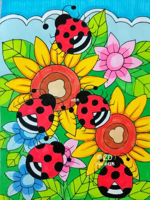 绘画  #少儿美术  #儿童画  #七星瓢虫  #创意美术儿童画  #创意