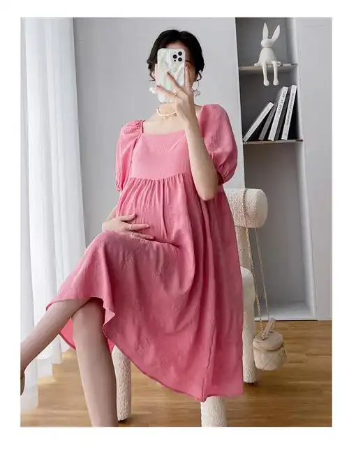 现货实拍大码孕妇装韩版孕妇连衣裙小个子孕妇裙孕妇夏装 - 17网