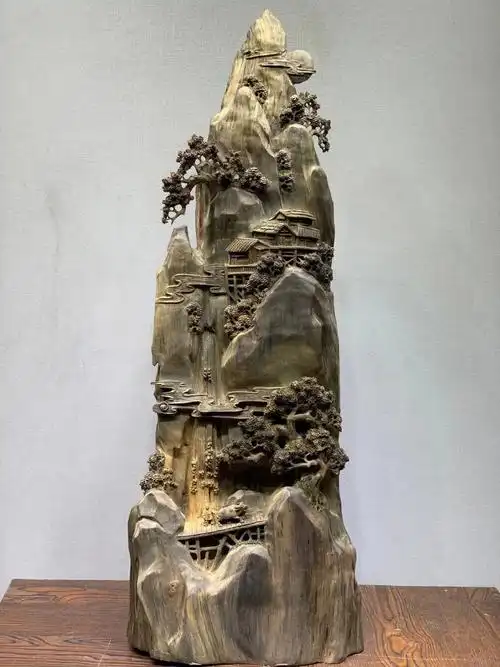 因此乌木山水摆件