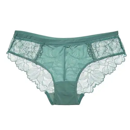 蕾丝性感女士镂空三角内裤女透气低腰大码无痕冰丝纯棉档透明简约