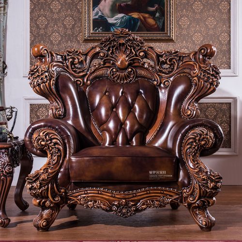 美式头层牛皮真皮沙发