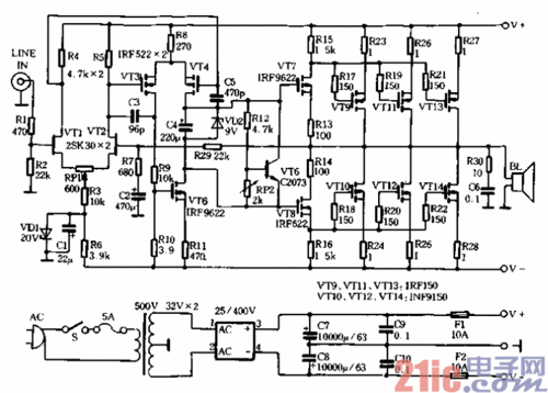 本文介绍一款号称采用进口原装器件装制的烧级功放电路t效果非凡.