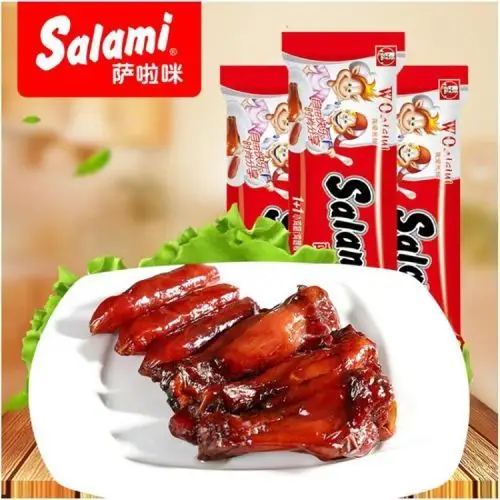 萨啦咪猪肉腊肠1 1小鸡腿肉办公室休闲小零食健康特产3包84g