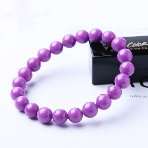 奕静紫色云母石手链男女款紫丁香手链色正干净时尚名媛风手串 珠径7mm