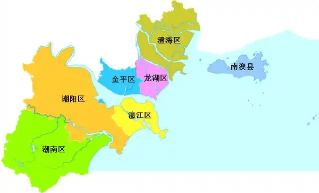广东省汕头市的行政区划地图