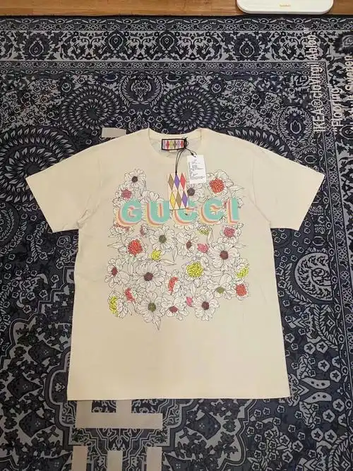 奢潮60gucci2022ss最新款花卉植绒短袖