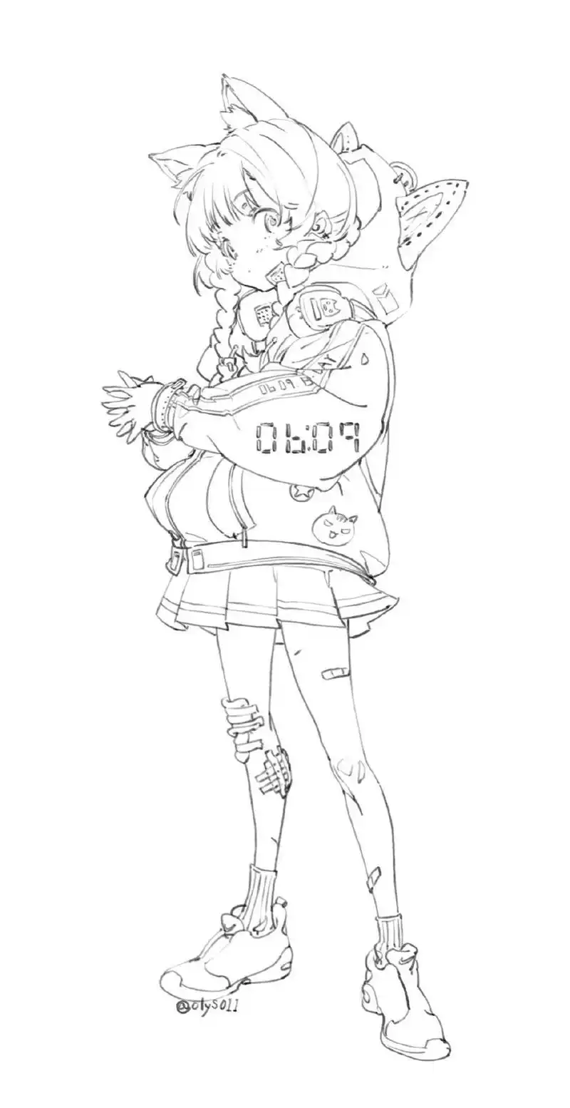 「绘画素材」一组灵动少女线稿临摹参考!新手速速码住