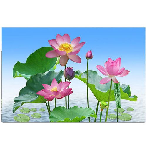 千奇梦荷花荷叶挂画客厅玄关装饰画墙贴画自粘定制田园风景荷花图壁画