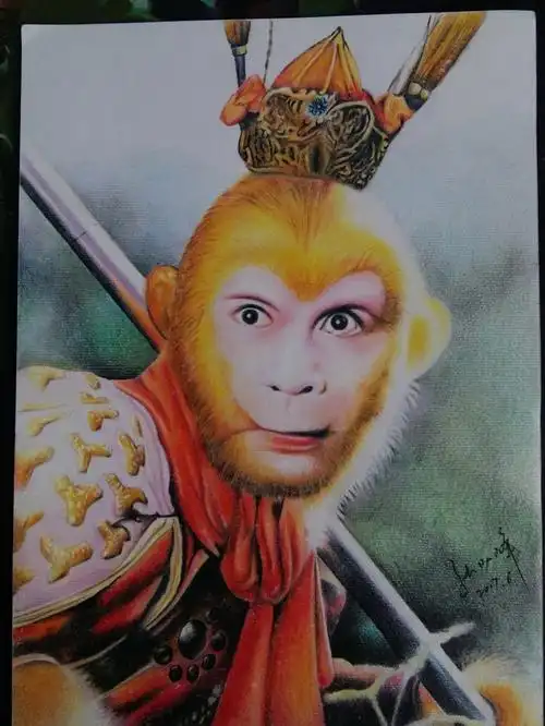 彩铅画齐天大圣孙悟空