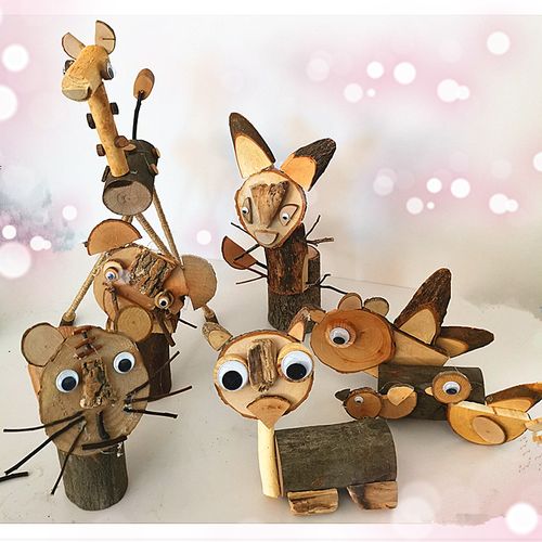 适用创意diy木艺动物木片树桩枝森系自然材料包幼儿园木工坊手工制作