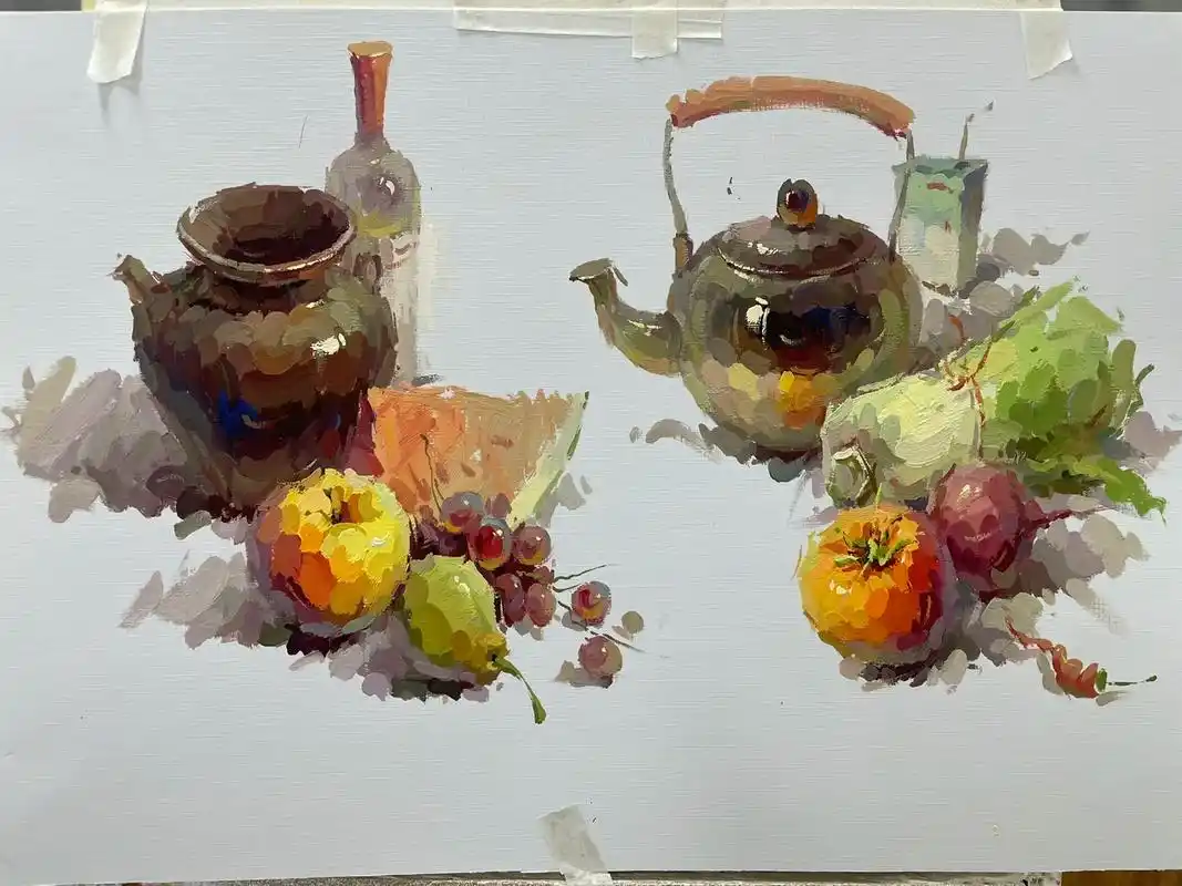 色彩视觉中心步骤.#色彩静物 #美术色彩基础教学 #水粉静物 - 抖音