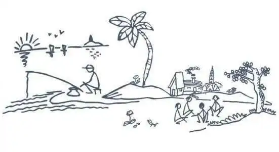 儿童简笔画图片:明见悠闲的生活画面