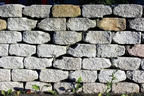 在花园里的石头墙的形象