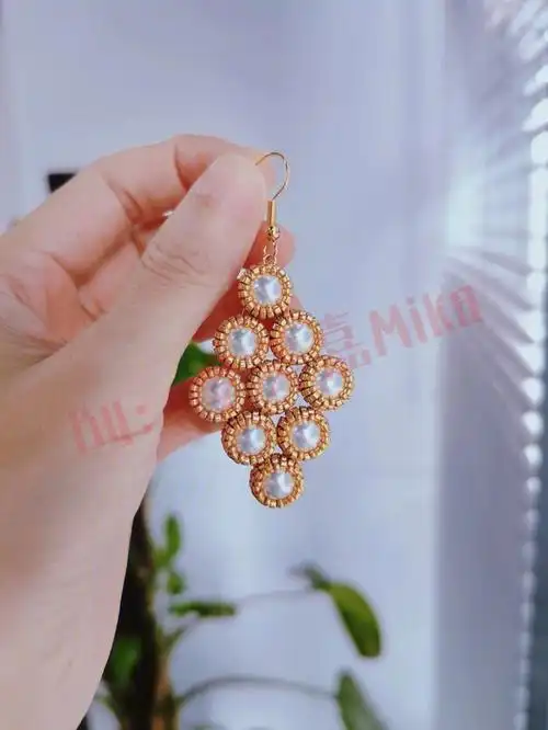 好久没做的古董珠串珠包珠diy手作夸张耳环